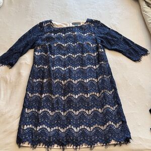 Jessica Howard Navy Blue Lace Overlay Dress
